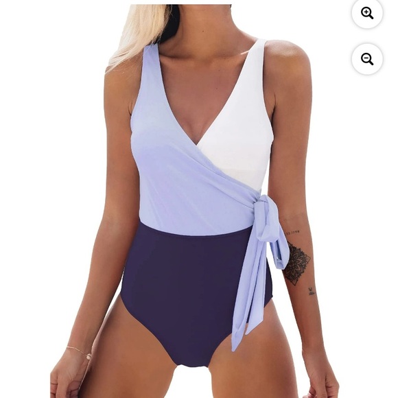 Cupshe Purple Colorblock One Piece Swimsuit - Picture 1 of 9